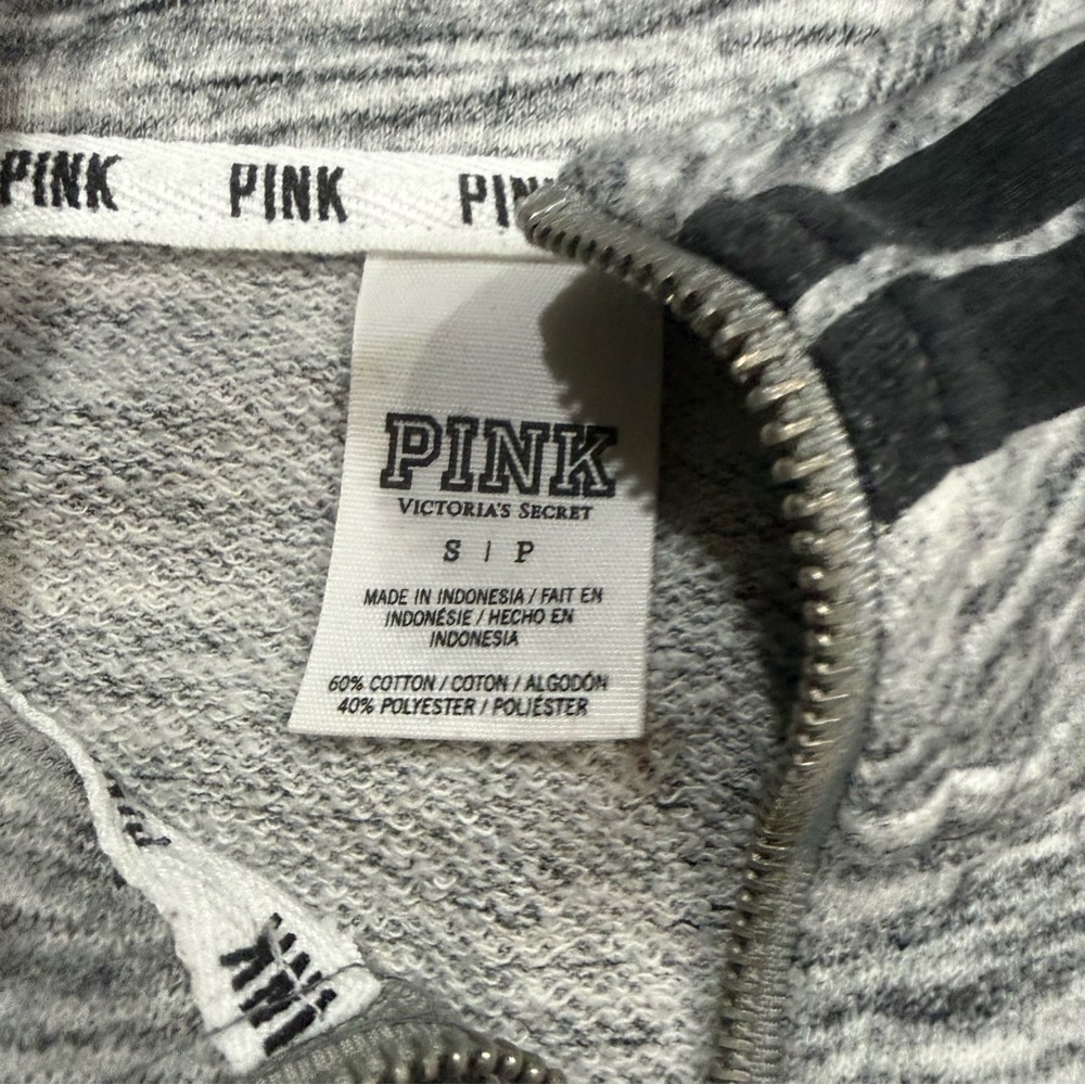 Victoria's Secret PINK Women’s Size S Gray Pullover 1/4 Zip Sweater Shirt Top - Picture 3 of 7